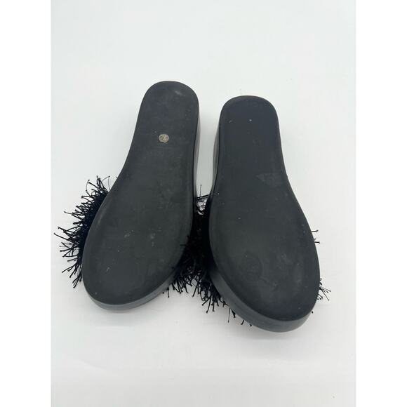 Jeffrey Campbell LF x JC Limited Edition Fringe Slip On Flat Sandals Black 7 - Picture 3 of 10